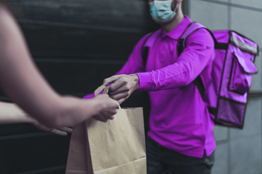 Customer receiving a delivery