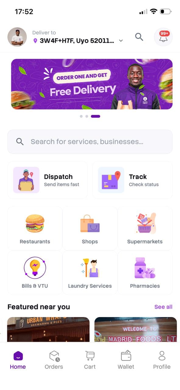 App welcome screen
